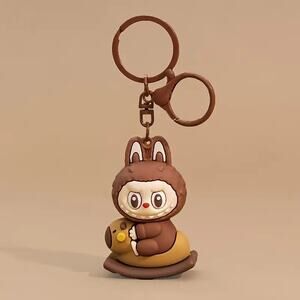 Labubu 3D Popmart Keychain - Brown